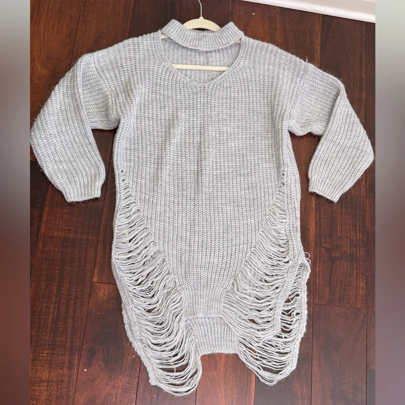 Women's Distressed Loose Relaxed Knit Chunky Oversized Frayed Sweater Tunic - Image 9