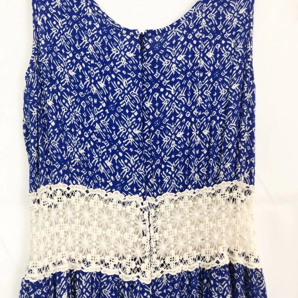 Vintage Jody California Womens Dress Small Lace Cottagecore Beach Romantic Retro Blue - Image 9