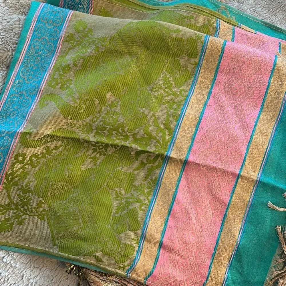 Bright and Fun Elephant Pashmina scarf wrap - 100% Cashmere - Image 8