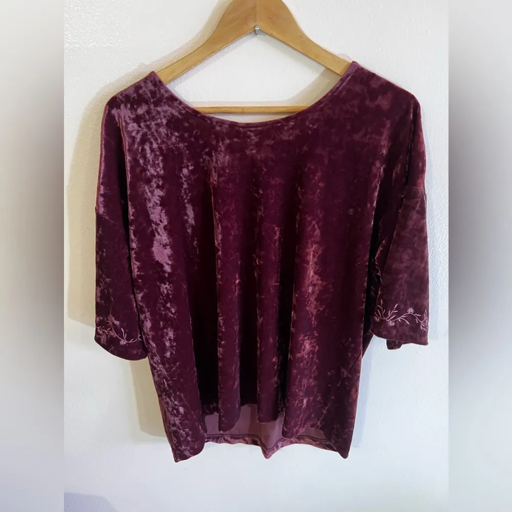 J.Jill Pinot Multi Embroidered Velvet Tunic Top Purple Size L Size L - Image 14