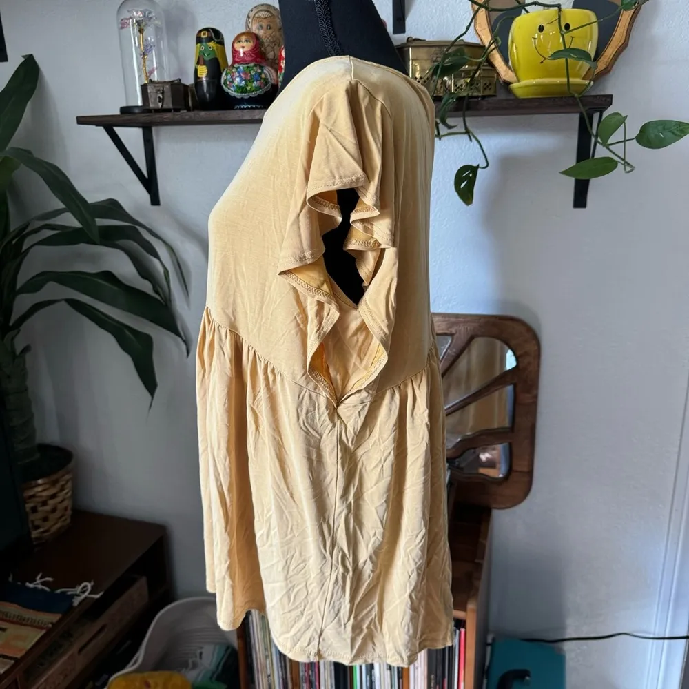 Women’s Sunflower Yellow Fluttersleeve Keyhole Maternity Shirt - Image 2