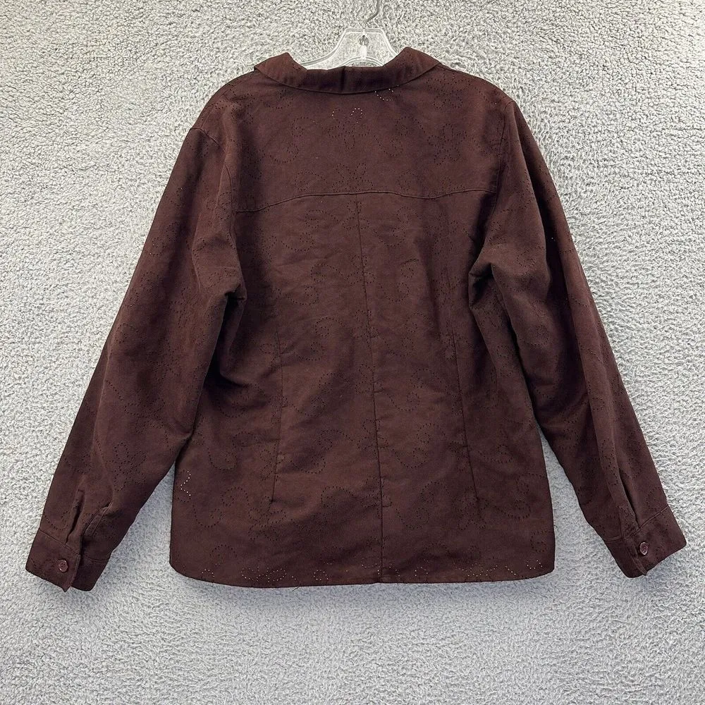 Vintage Sag Harbor Faux Suede Button Up Shirt Eyelet Grunge Western Retro Size L - Image 4