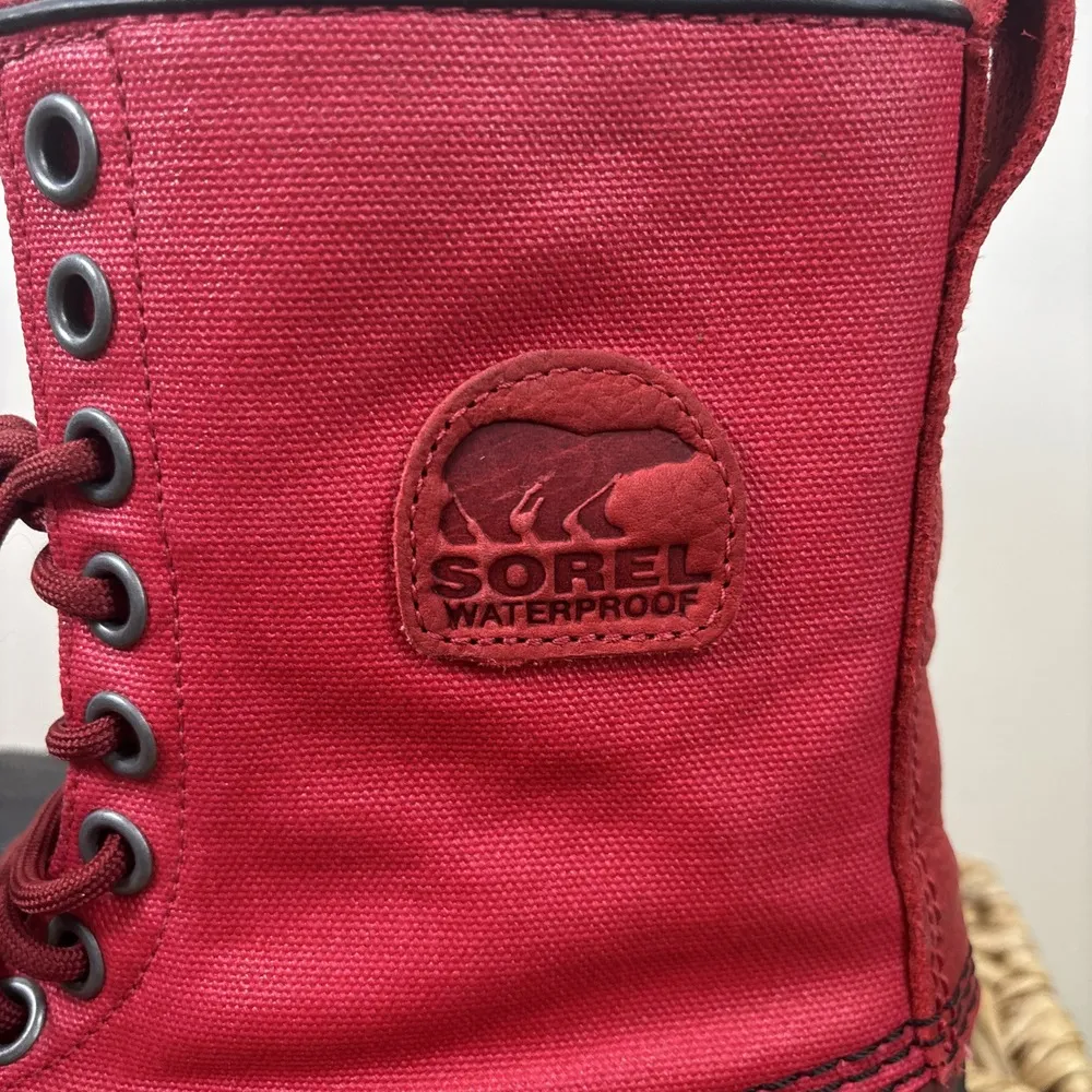 Sorel Premium‎ Canvas Winter Insulated Boots Red NL1717-645 Women's Size 7 - Image 2