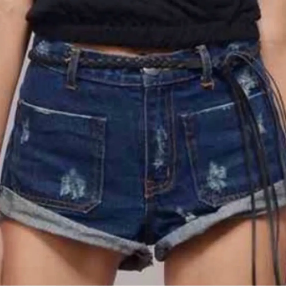 High Waisted Denim Shorts - Image 2
