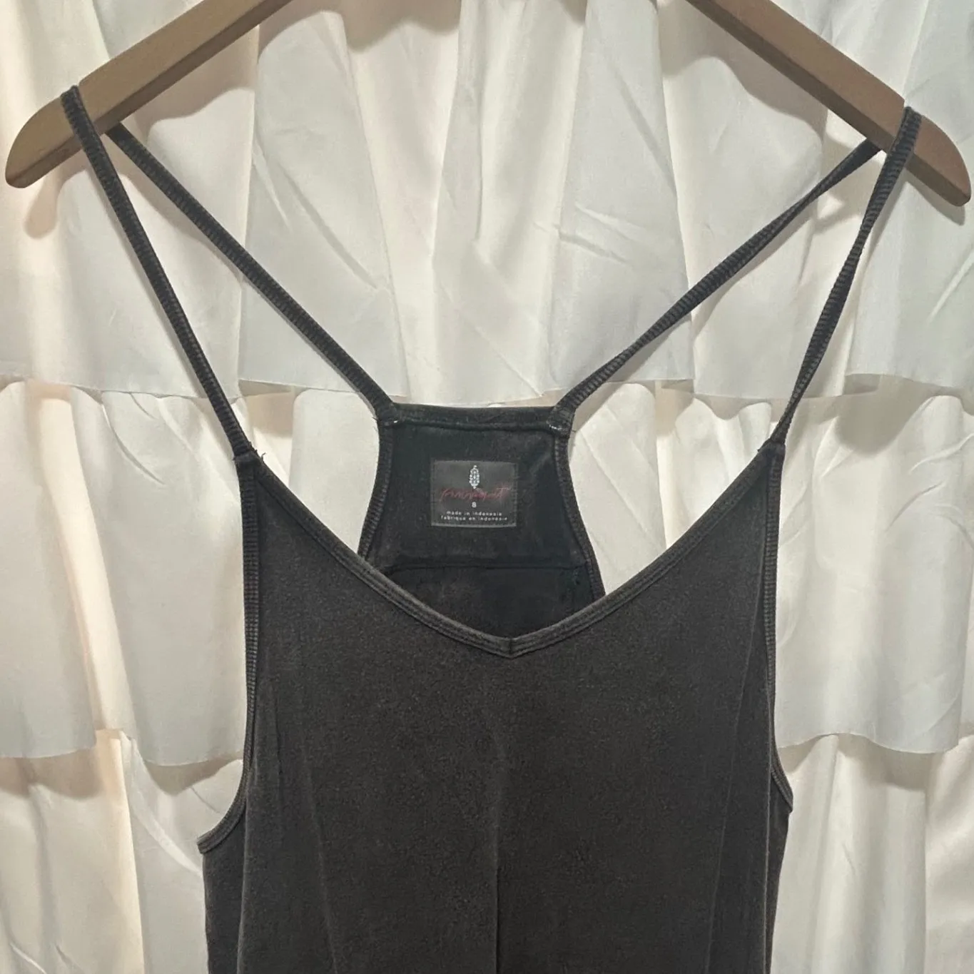 Free People Hot Shot Romper Light Washed Black Oversized Baggy Casual Size Small - Image 6