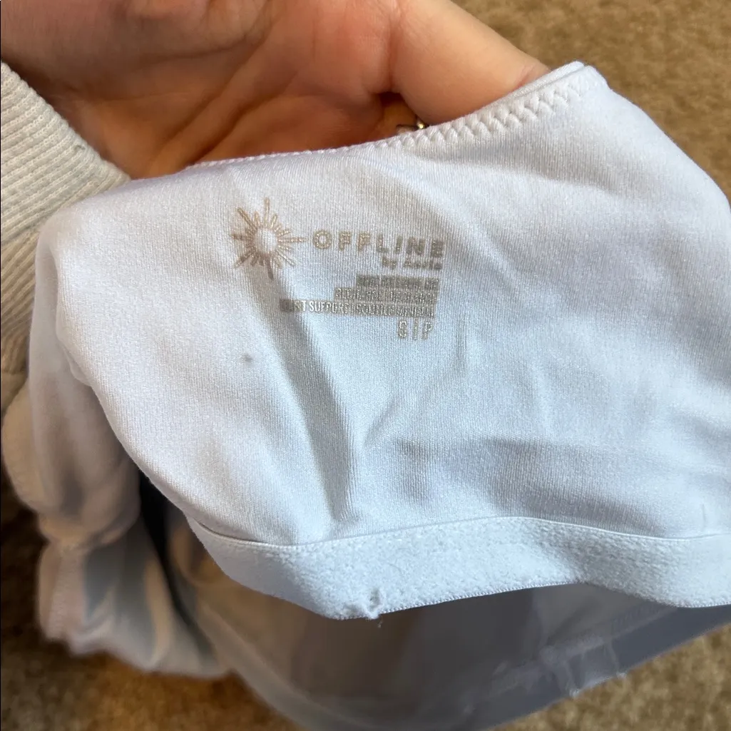 Offline by Aerie White Cropped Tank Top Size Small - Image 5