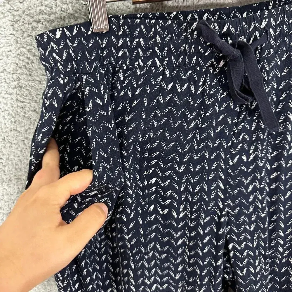 LOFT womens jogger pants medium blue geometric print pull on stretch lightweight - Image 5