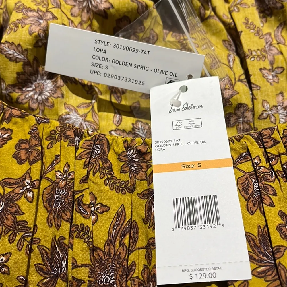 NWT SAM EDELMAN LORA MINI DRESS IN GOLDEN SPRIG -OLIVE OIL Small - Image 7