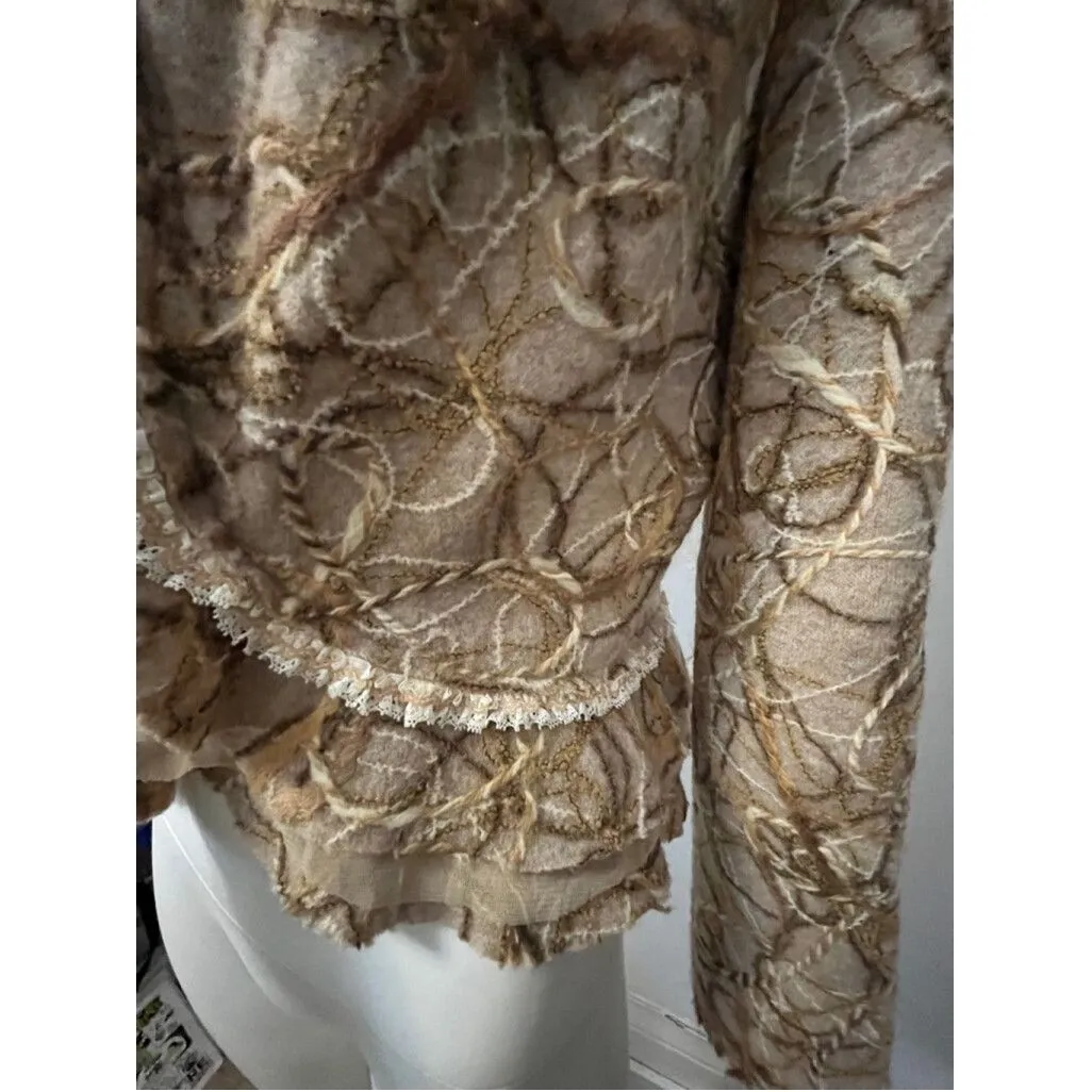 Alberto Makali shacket 10 brown Ruffle western safari boho cowgirl ranch country - Image 2