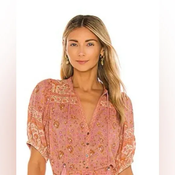 Spell‎ Sundown organic cotton blouse in Apricot size Small Pink - Image 3