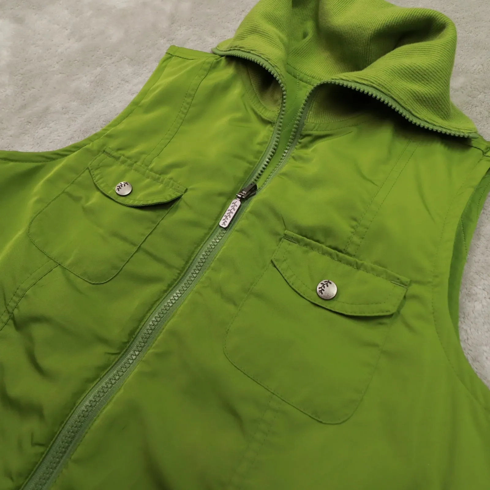 Columbia Reversible Quilted Turtle Neck Vest Green Womens Medium Coastal Outdoor - Image 3