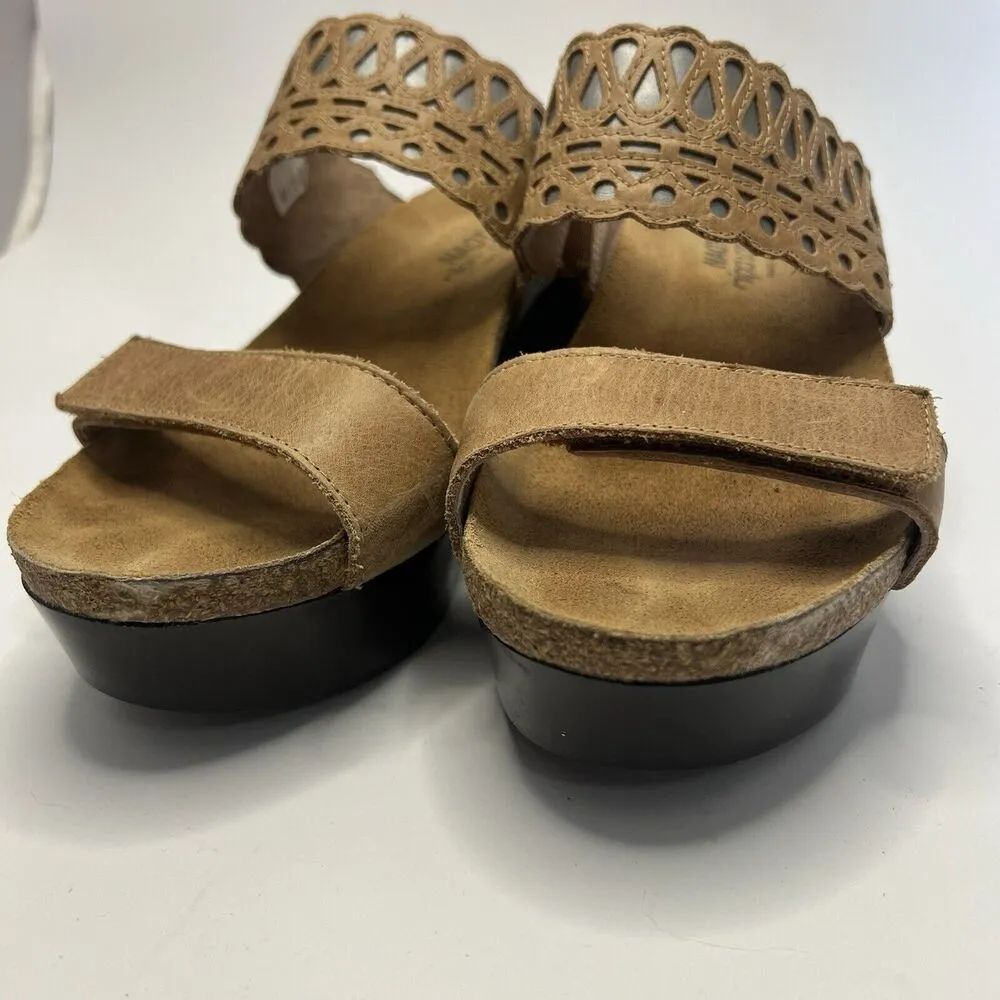 Naot Wedge Sandal Womens Sz 38/7 Tan Rise Cork Footbed Platform Adjustable Strap Brown - Image 5