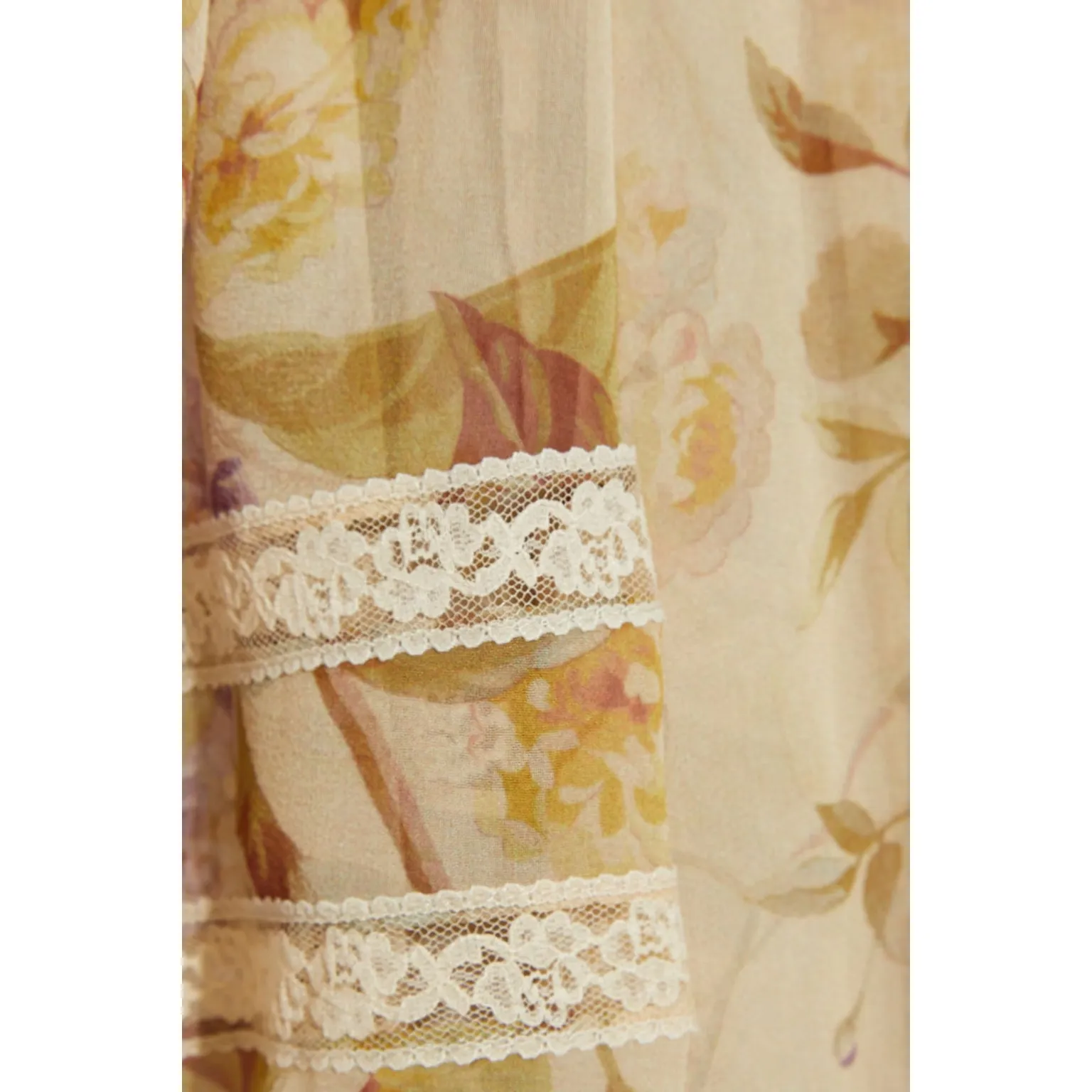 Zimmermann Sabotage Balloon Sleeve Lace Yoke Blouse Vintage Floral-Print - Image 6