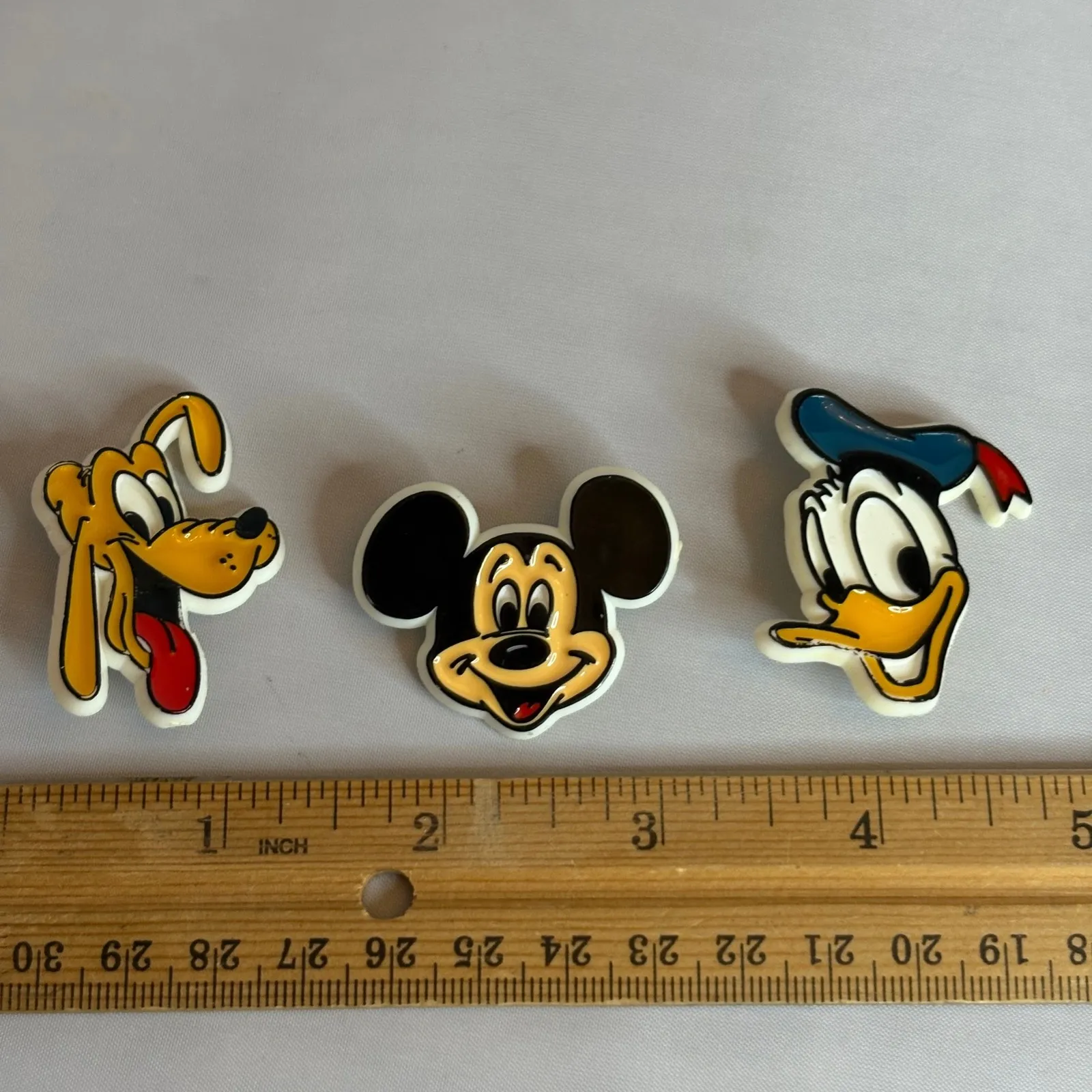 3 Vintage Disney Mickey Mouse Donald Duck Pluto Pins Lot Walt Disney Productions Yellow - Image 4