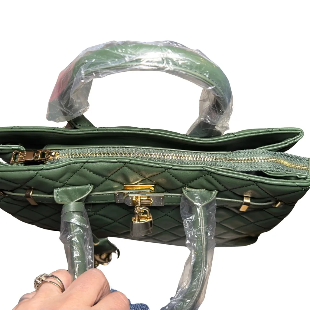 Badgley Mischka Green Quilted Satchel - Image 7