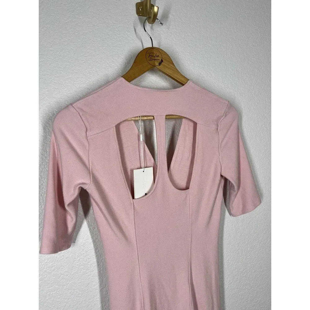 Helmut Lang Light Pink Mini Dress Size Small S Gala Knit Cutout Back - Image 7