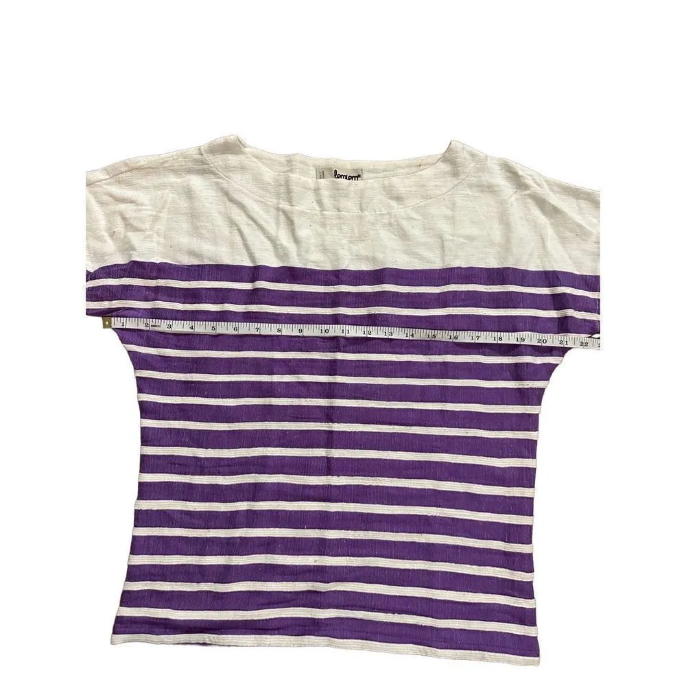 Lemlem purple white striped quarter sleeve merino blend shirt small - Image 7