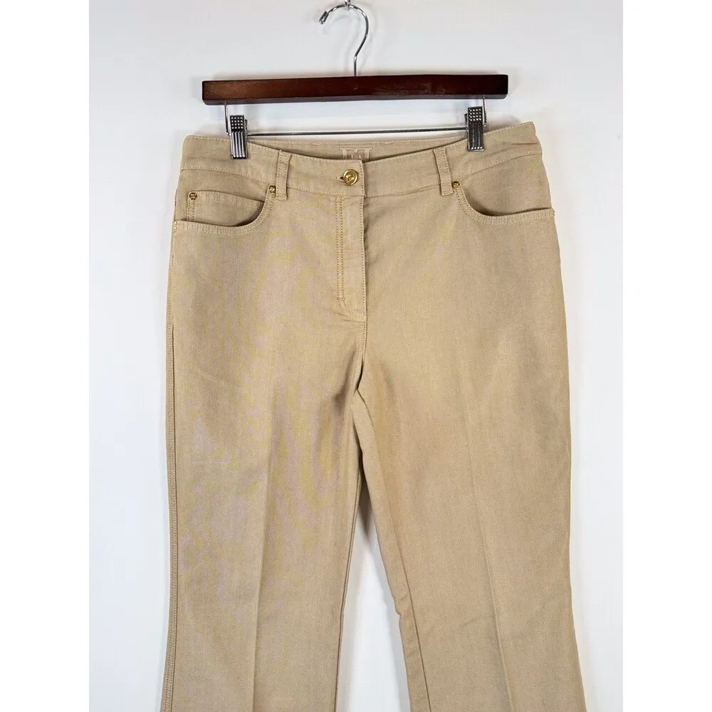 Escada Womens Jeans Beige Denim Bootcut Mid Rise Stretch Medium Wash Size 12 Tan - Image 7