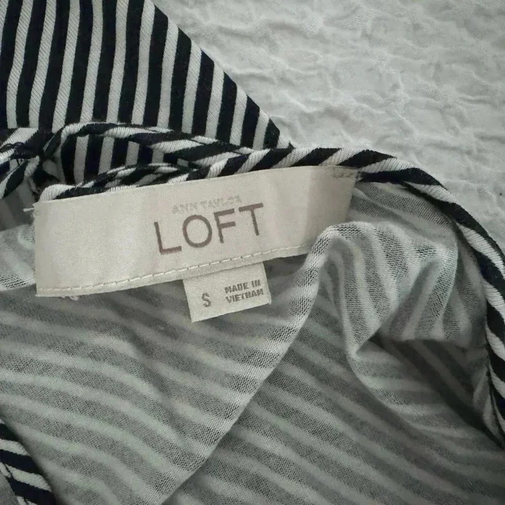 Ann Taylor LOFT Size Small Navy Gray Stripe Sleeveless Dress Strappy Summer - Image 11