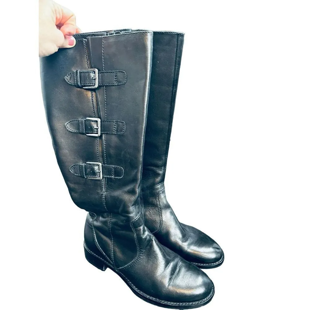 ECCO Women's Boots Size 6.5/7 (EU 37) HOBART Black Leather High Cut Buckle Boots - Image 10
