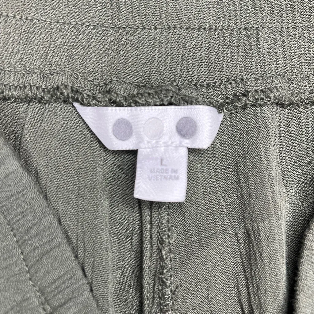 Three dots Olive Green Wide-Leg Pants pull on elastic waist scandi girl comfort - Image 6