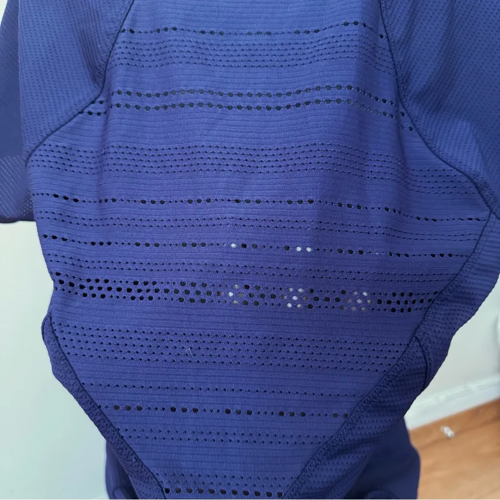 Prana V-neck Mesh Back Short Sleeve Top Purple L Activewear Athleisure Running - Image 7