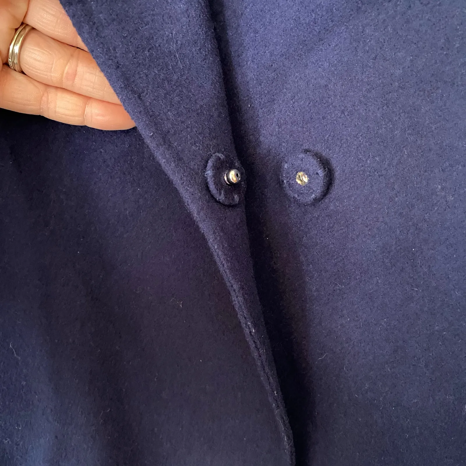 Theory Navy Blue Pea Jacket Coat Wool Cashmere Blend Preppy Women's size TP XS - Image 6