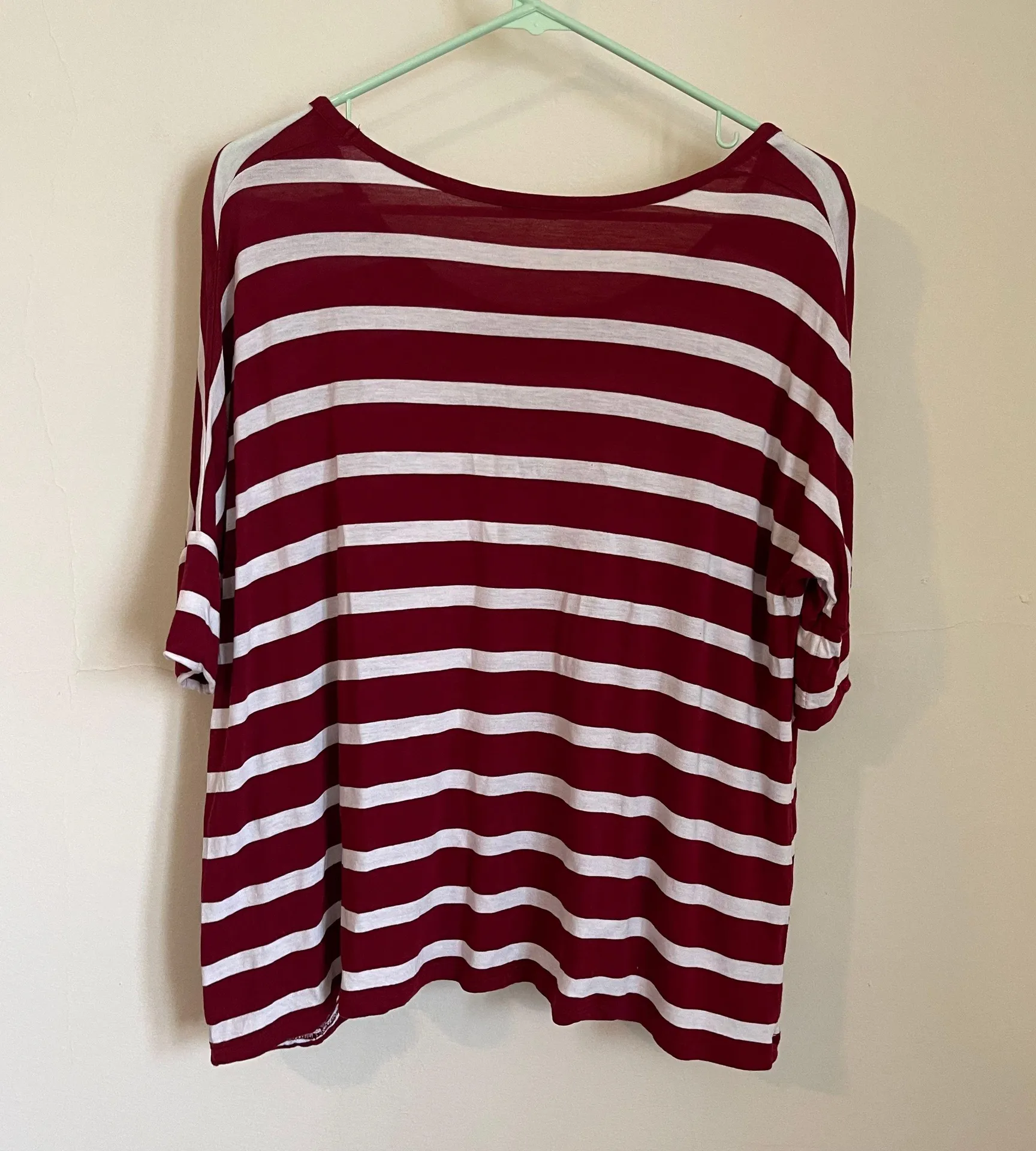 AG Adriano Goldschmied Oversized Red And White Stripe Tee - Image 2