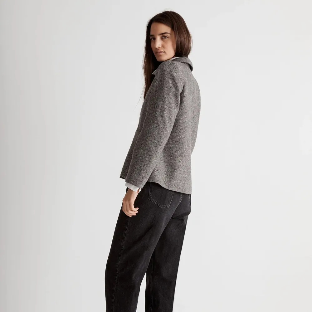 Madewell Crop Dorset Blazer Gray Geo Herringbone Size Large - Image 4
