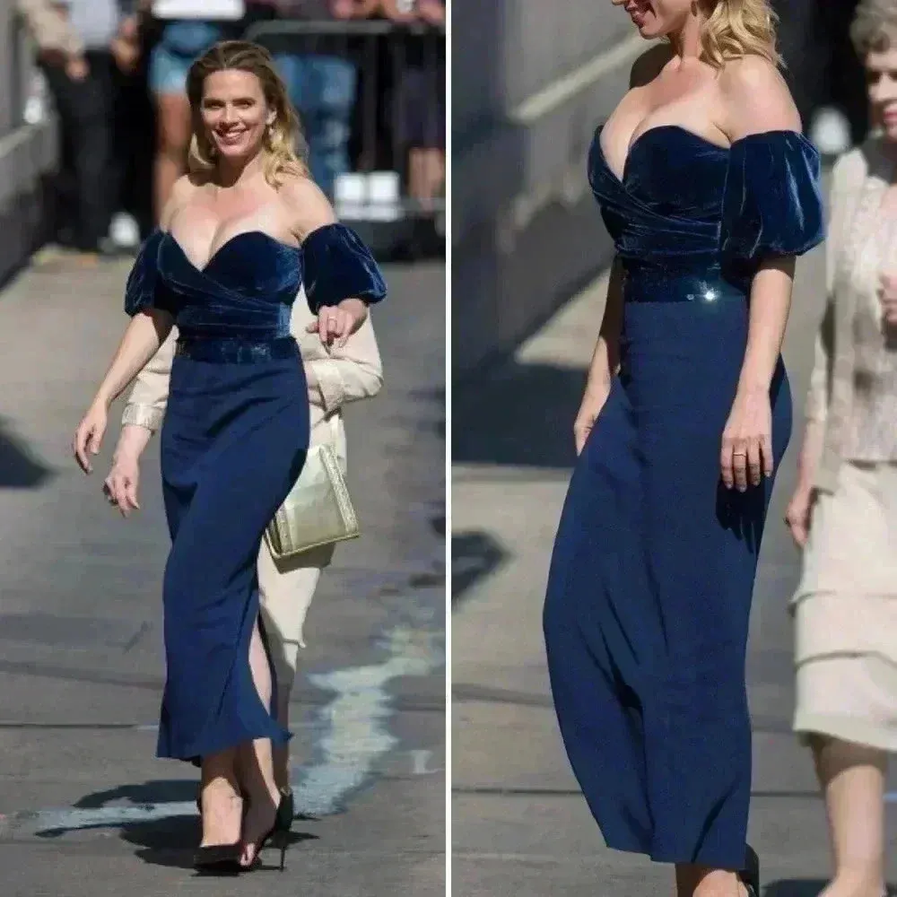 NWOT SACHIN & BABI Off-The-Shoulder Soto Midi Dress Size 6 Blue Sapphire Silk - Image 5