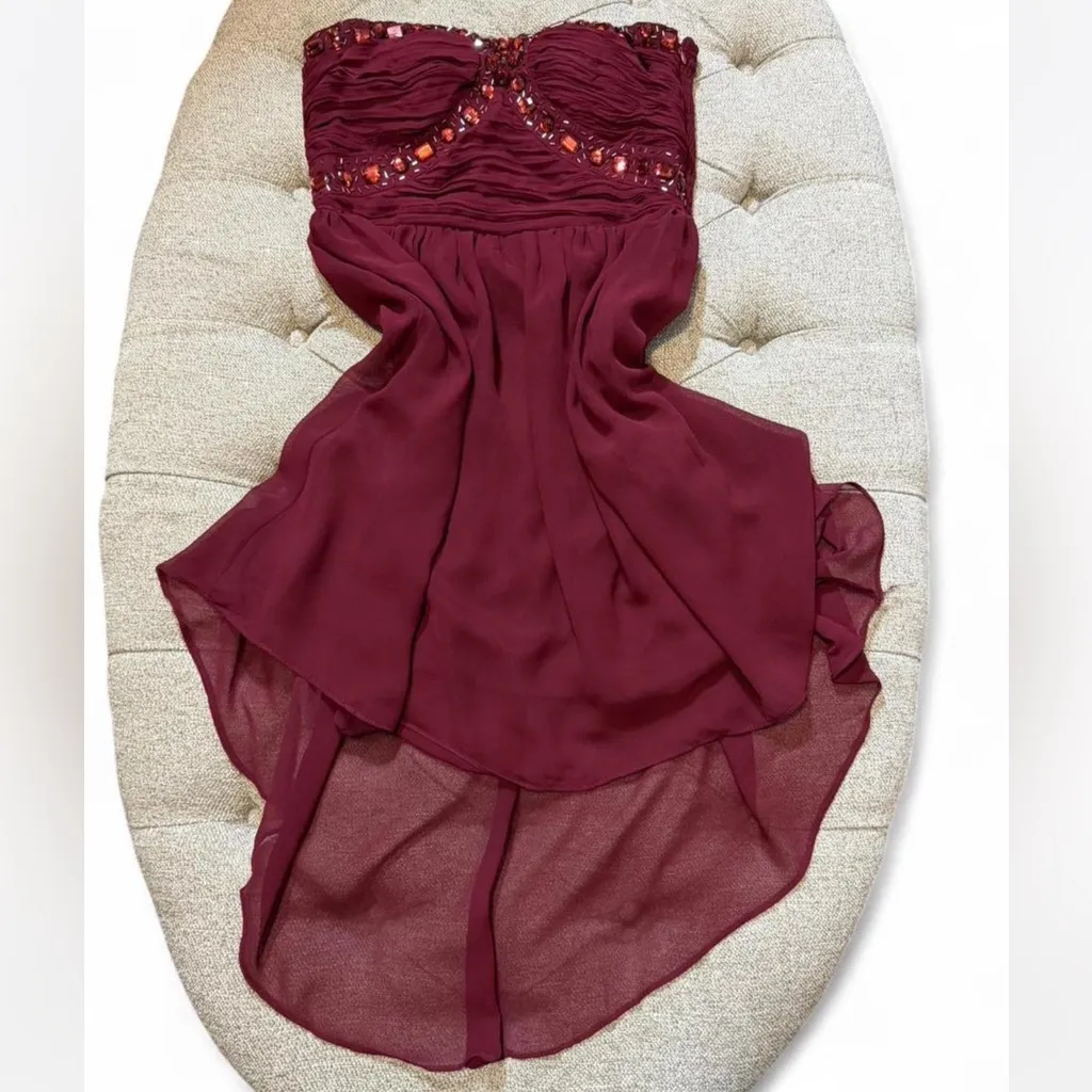 ‎Jeweled Strapless Cocktail/Formal Dress Red Size M - Image 11