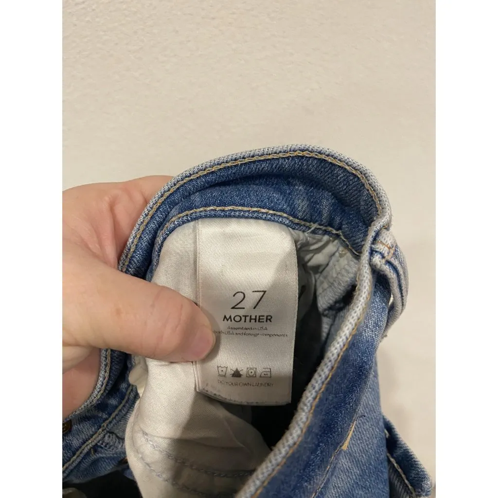 Mother Superior The Stinger Flood Jeans Womens 27 Distressed Ripped Made USA Blue - Image 7