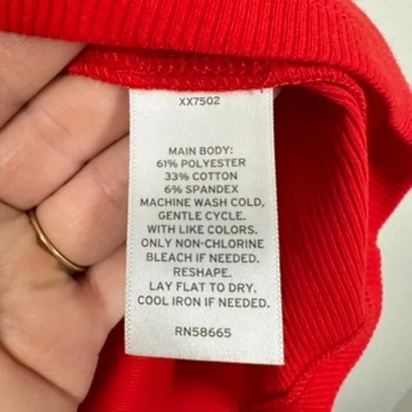 Caslon‎ Nordstrom Vibrant Bright Red Boatneck Ribbed Longsleeve Shirt Size Large - Image 6
