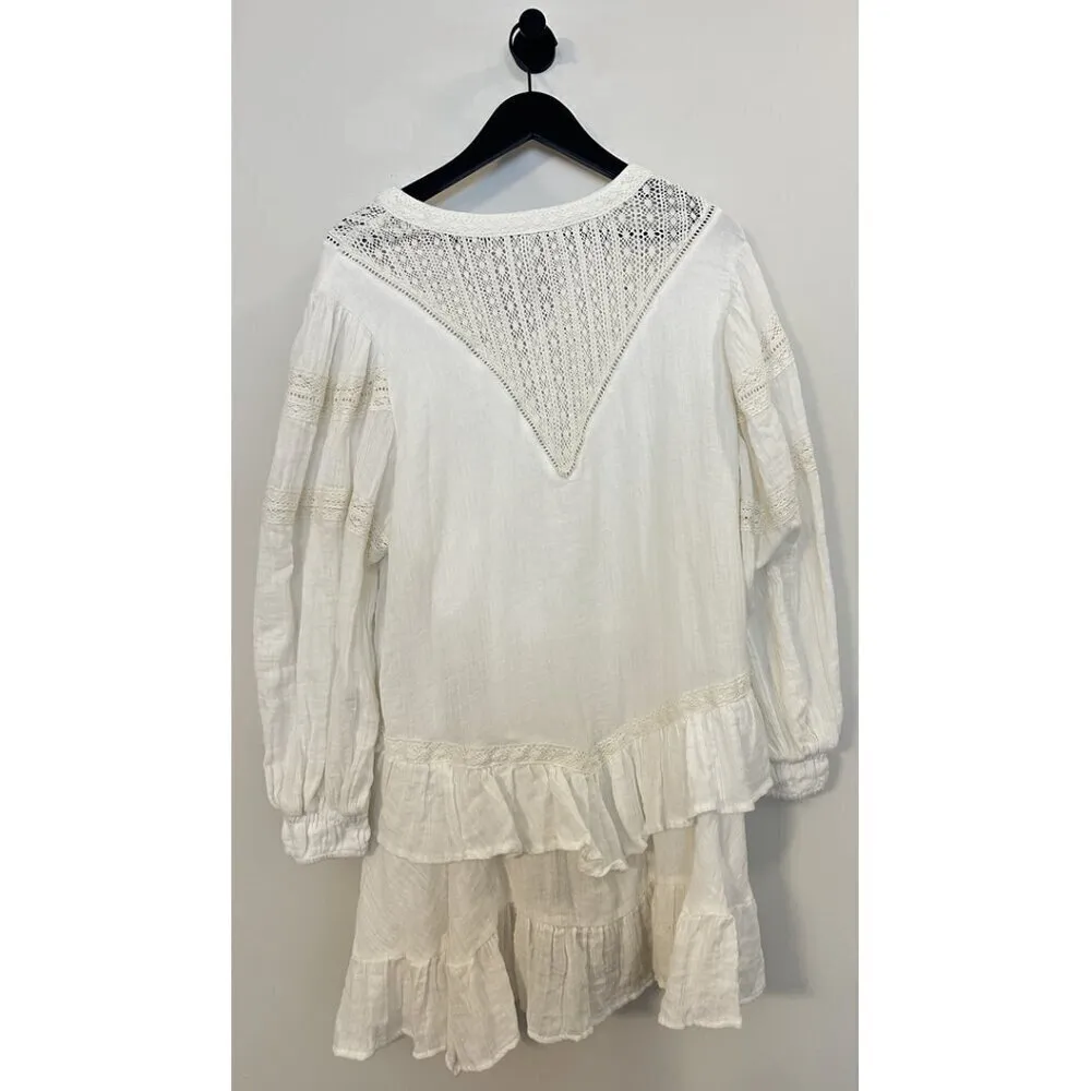 FREE PEOPLE Sachi Long Sleeve Ruffle Minidress in Ivory Size Large NWT - Image 10