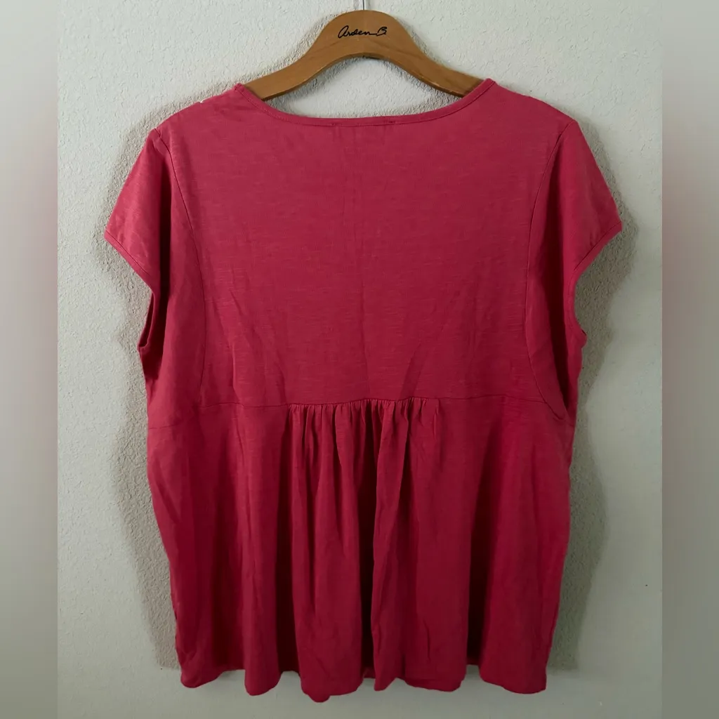 Gloria Vanderbilt Red Embroidered Round Neck Cap Sleeve Blouse - Image 5