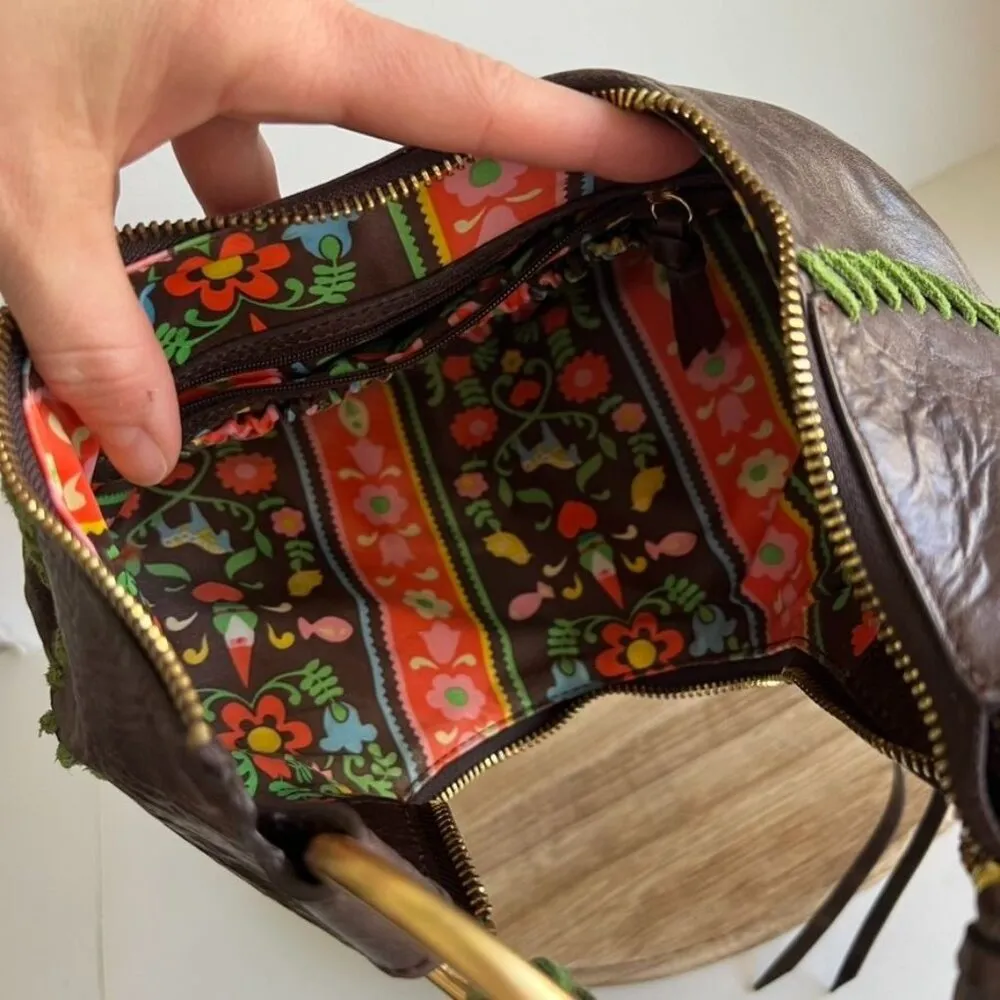 Daisy Loop NYC Genuine Leather Patchwork  Floral Sling Shoulder Bag NEW - Image 9