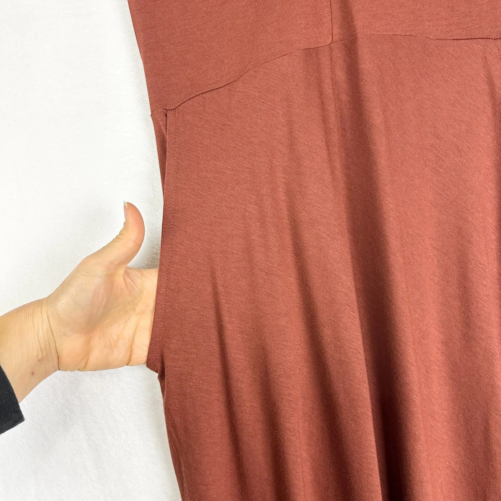 Peruvian Connection Hannah Maxi Dress Size Small Jersey Pima Cotton Modal Rust - Image 6