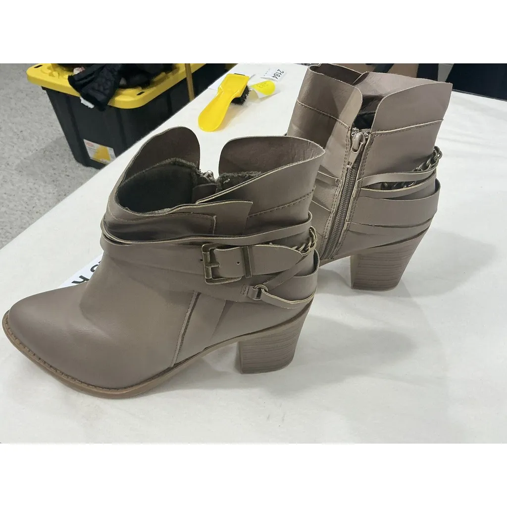Womans Charlotte Russe Buffy Taupe Faux Leather Strappy Heel Ankle Boots 10 - Image 3