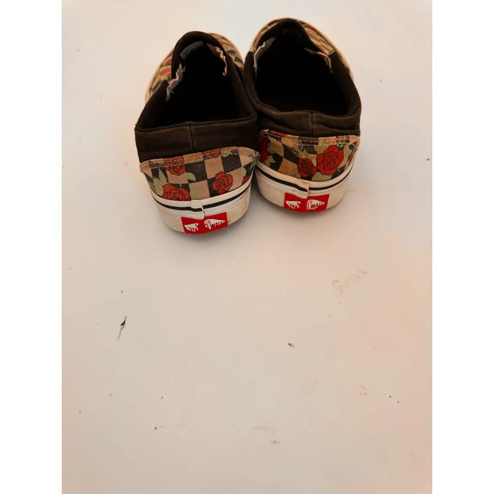 Vans  Women's Size 6 Rubber Waffle Outsole Checkerboard Roses Sneakers Multicolor - Image 3