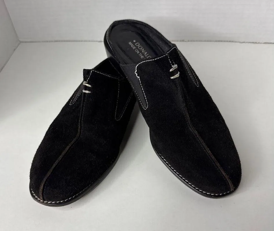 Donald J. Pliner Suede Slip On Black Mule Loafers Shoes 7.5 - Image 3