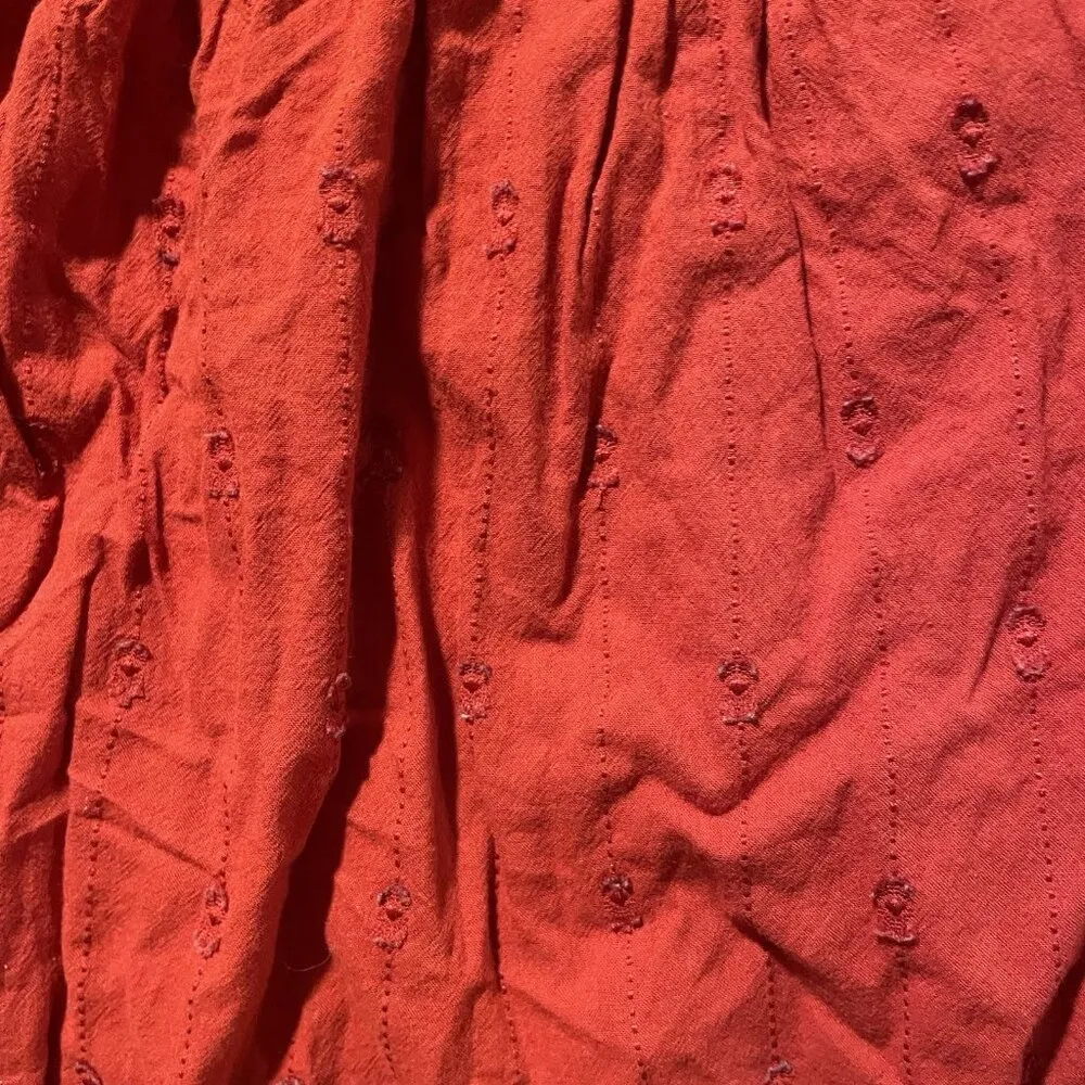 Universal Thread Blouse Womens Large Puff Sleeve Embroidered Burnt Orange Red - Image 6