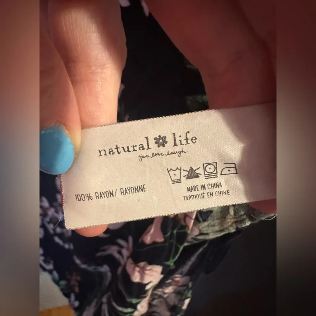 Natural Life | Navy Floral Print Kaftan Midi Dress, Size XS/S - Image 7