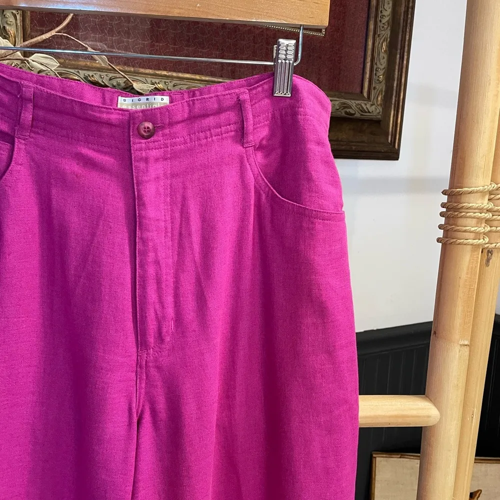 Vintage Sigrid Olsen Vibrant Pink Linen Blend Relaxed Pants - Sz 14 💚🎀 - Image 3