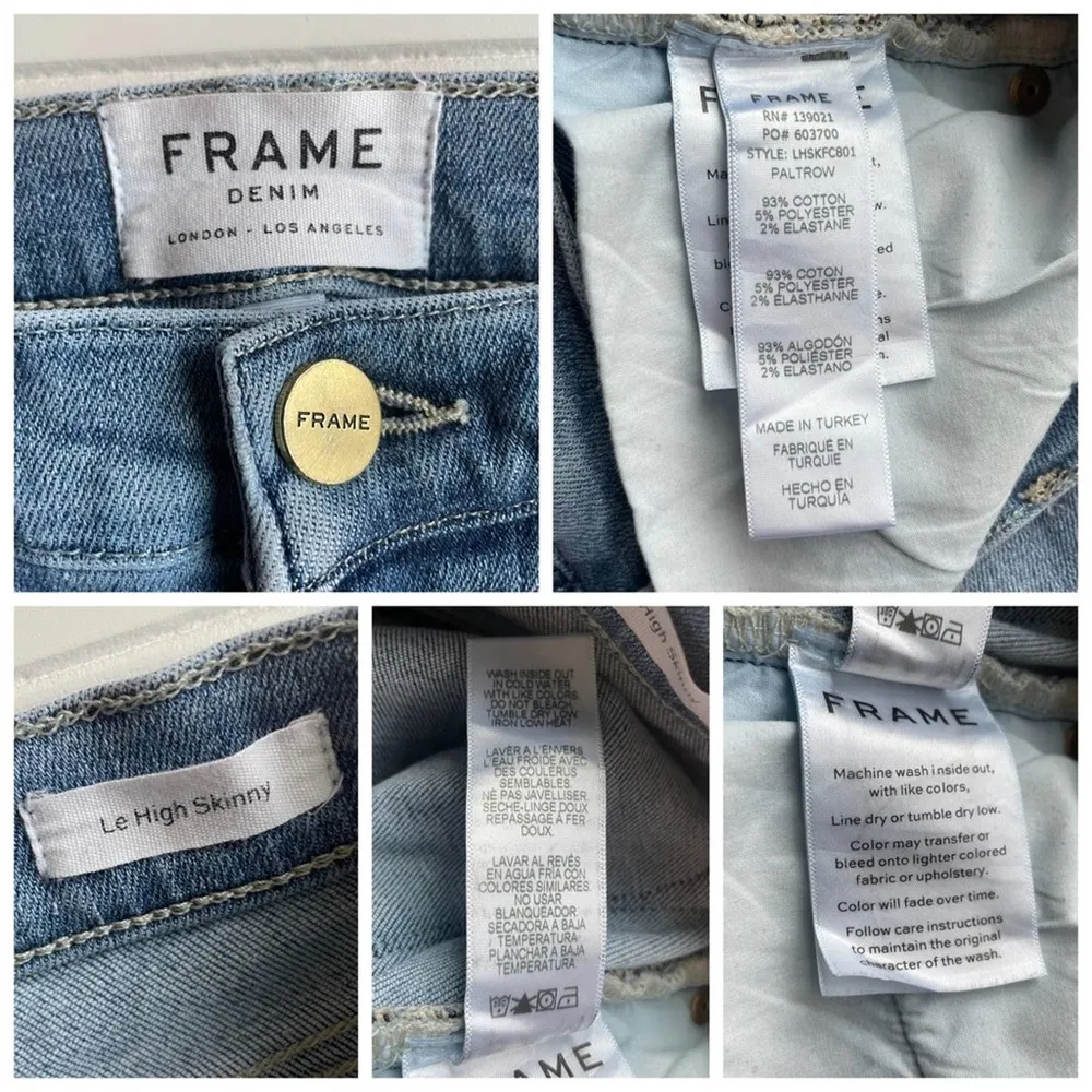 FRAME Denim Raw Hem Jeans Le High Skinny Paltrow Blue Size 25 US 2 Streetwear - Image 6