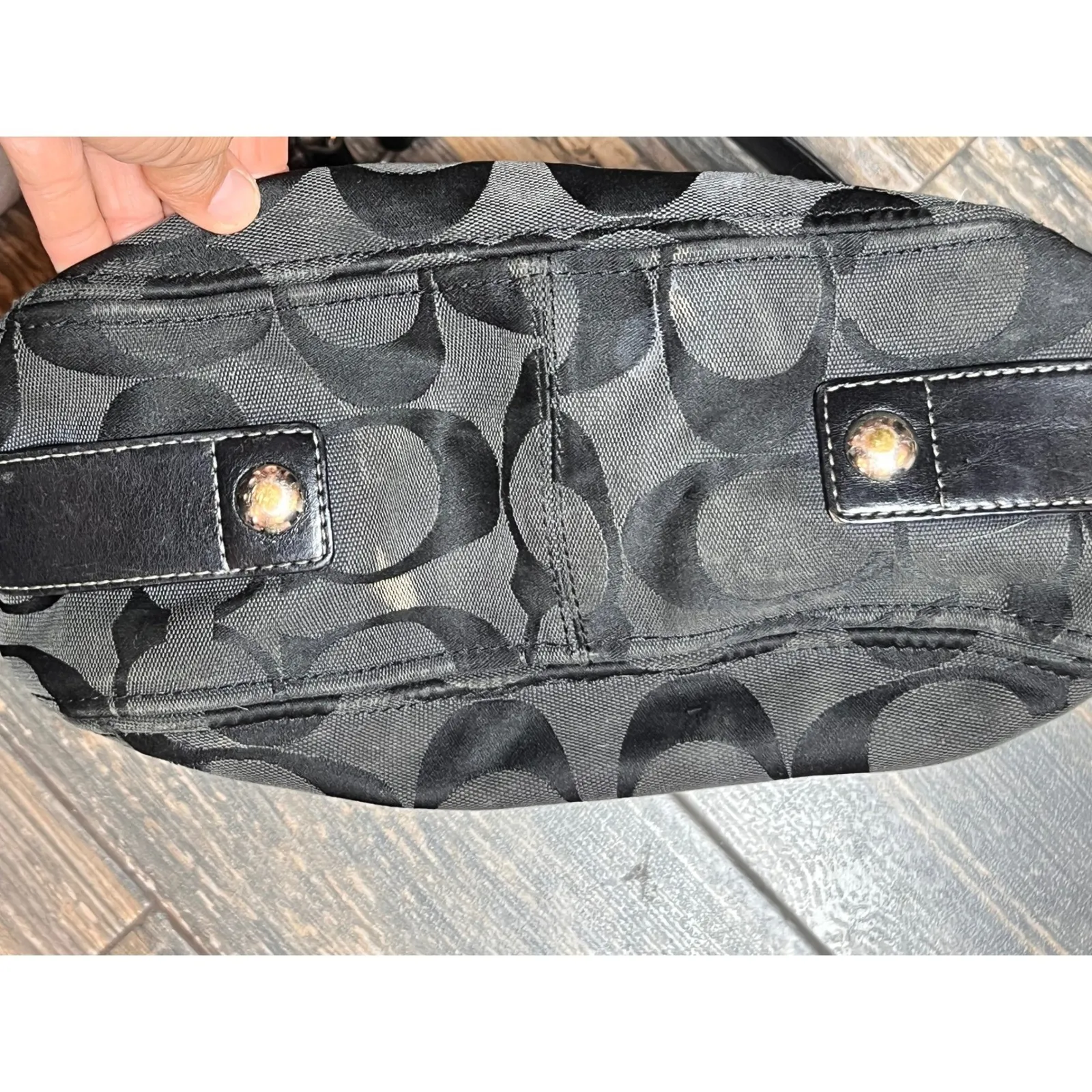 Coach Y2K Zoe 12674 Monogram Signature Hobo Shoulder Bag Purse Black Canvas - Image 8