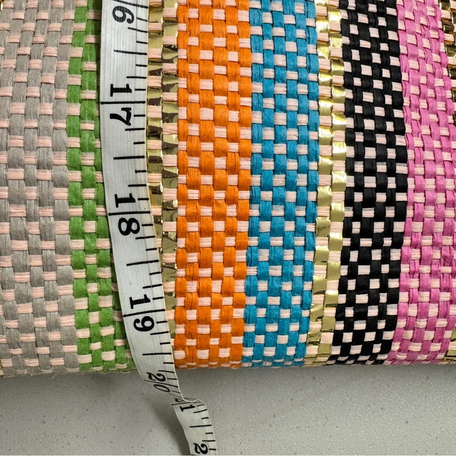 Shiraleah Amelia Pink Gold Striped Straw Beach Bag Tote Purse Boho Vacation - Image 10