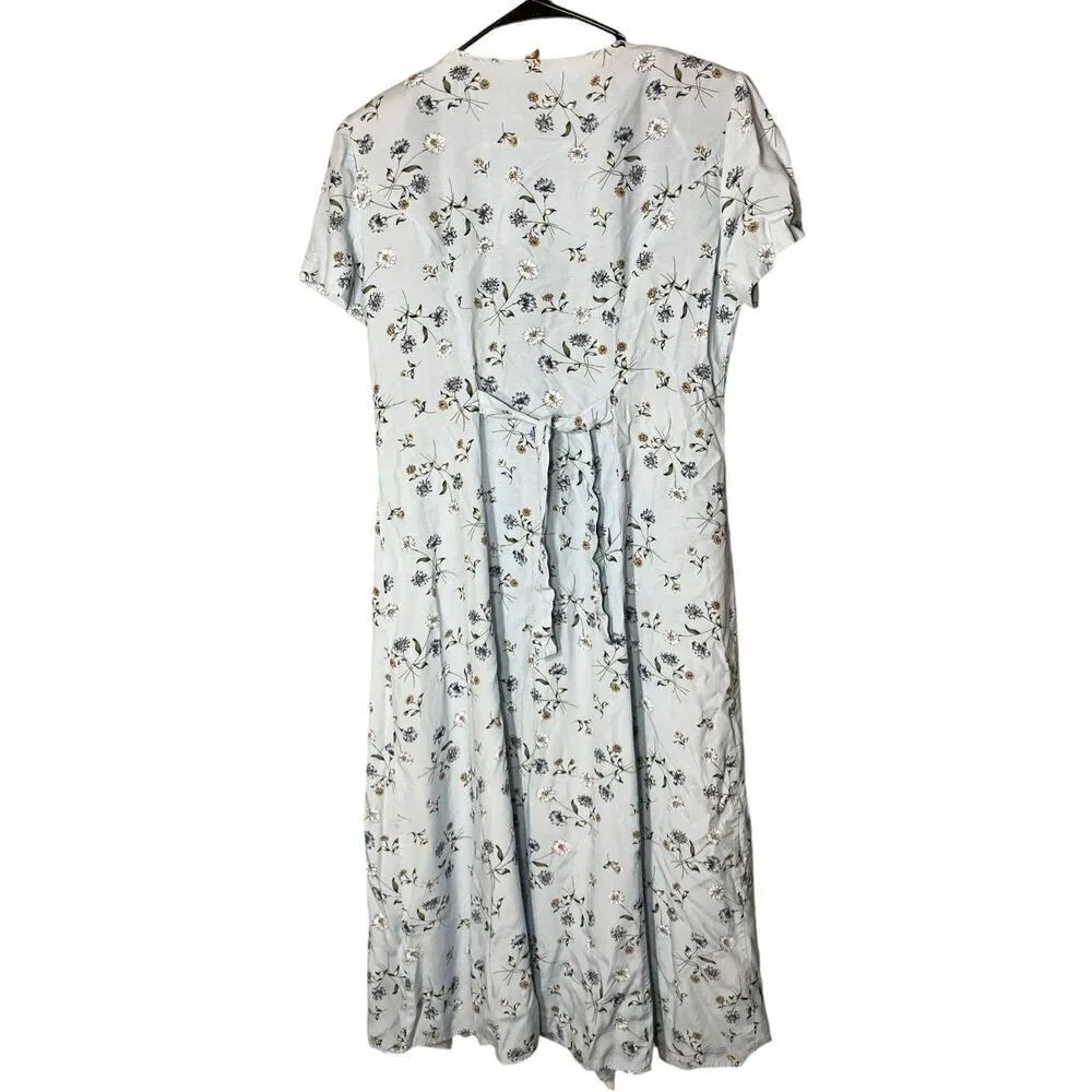 Vintage 80s E.D. Michaels by Melanie Drucker Blue Floral Maxi Dress Size 12‎ - Image 6