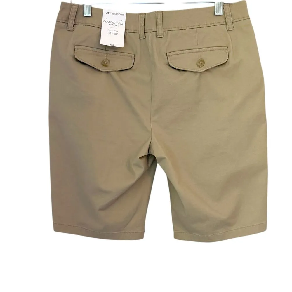 NWT Liz Claiborne Classic Chino Bermuda Shorts Khaki Size 8 - Preppy - Image 2