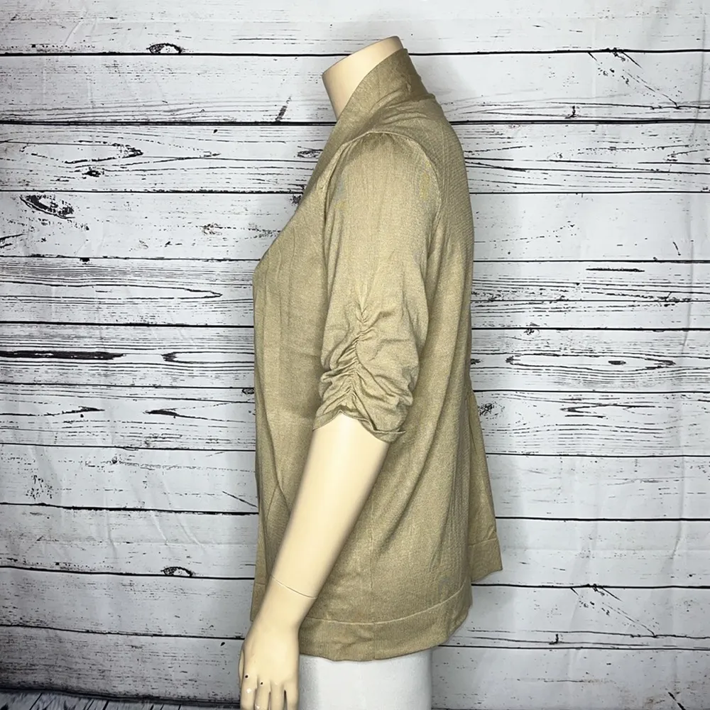 Kim Rogers Woman NWT Size 2X True Khaki Open Front Rayon Knit Sweater Cardigan - Image 2