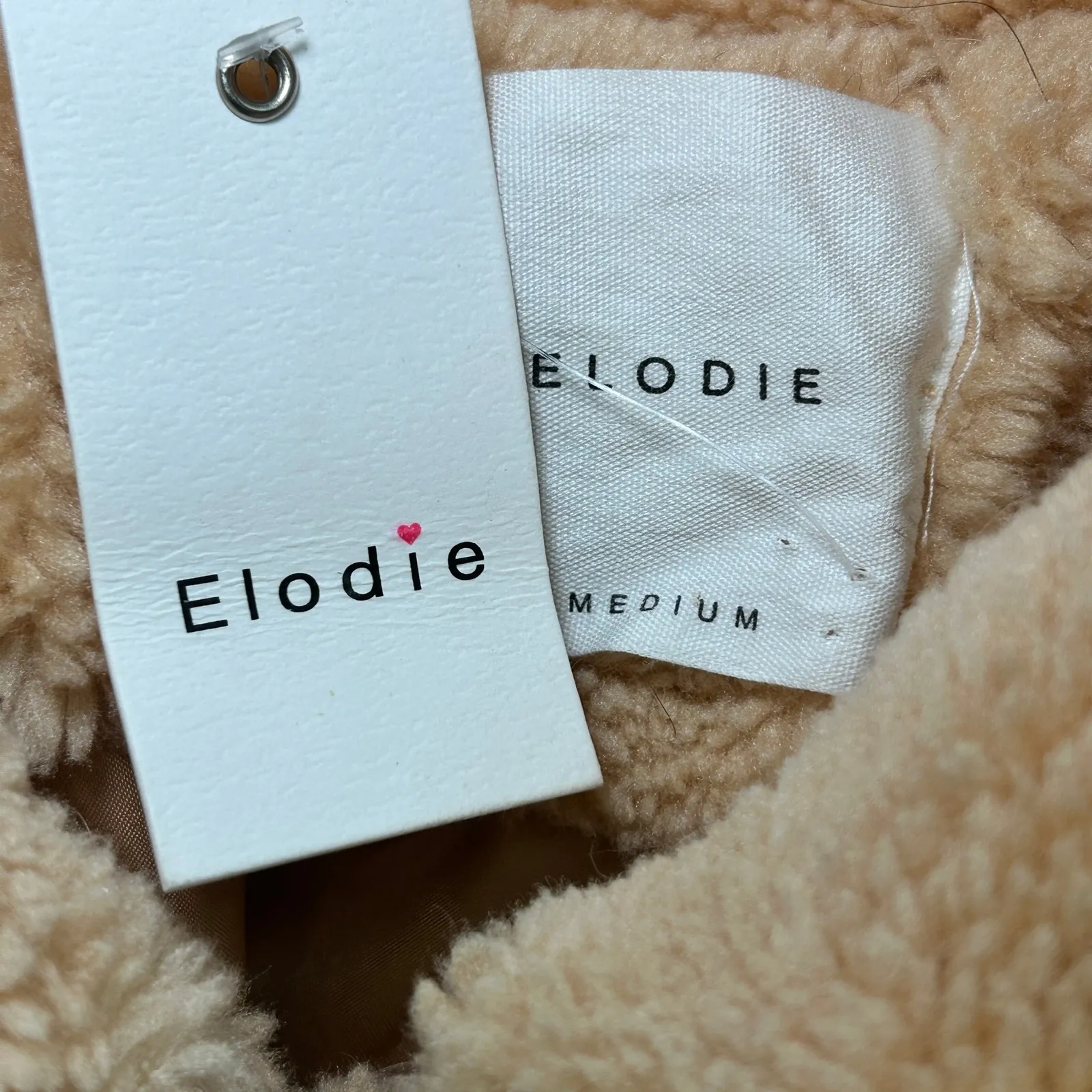Elodie Womens Cozy Sherpa Fleece Teddy Jacket Full Zip NWT Size Medium Beige‎ - Image 7